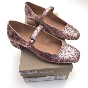NIB Madewell Delilah Glitter Mary Jane Pumps